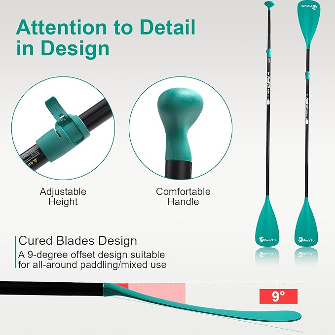 SUP Paddle, Stand Up Paddle Board Paddle Lightweight Adjustable 4-Piece Aluminium Kayak Paddles, Unique Lock Design Floating Alloy Shaft Paddle for Paddle Board-StrideForce Fitness