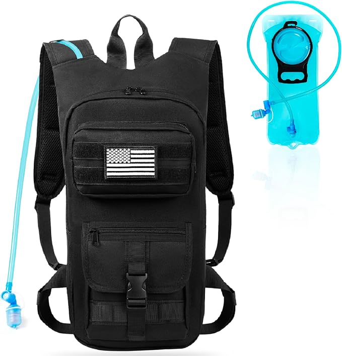 Hydration Backpack, Tactical Molle Water with 2L TPU Water Bladder, for Men Women Lightweight Water Backpack, Hydration Pack for Hiking, Biking, Climbing and Hunting-StrideForce Fitness