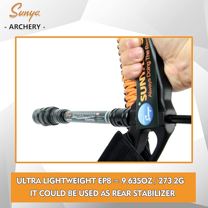 SUNYA Archery Bow Stabilizer for Compound Bow, Carbon Fiber Body Flexible Core, Damping System and Weights Kit, 8",10",12" 15" in Expedition Series-StrideForce Fitness
