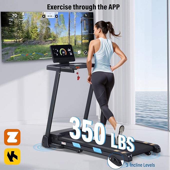 Treadmills for Home, 350 lbs Capacity, 10 MPH, 3.0HP Incline Treadmill with Bluetooth APP, 17 * 46" Belt, Running Threadmills Machine, LCD Display, 36 Programs-StrideForce Fitness