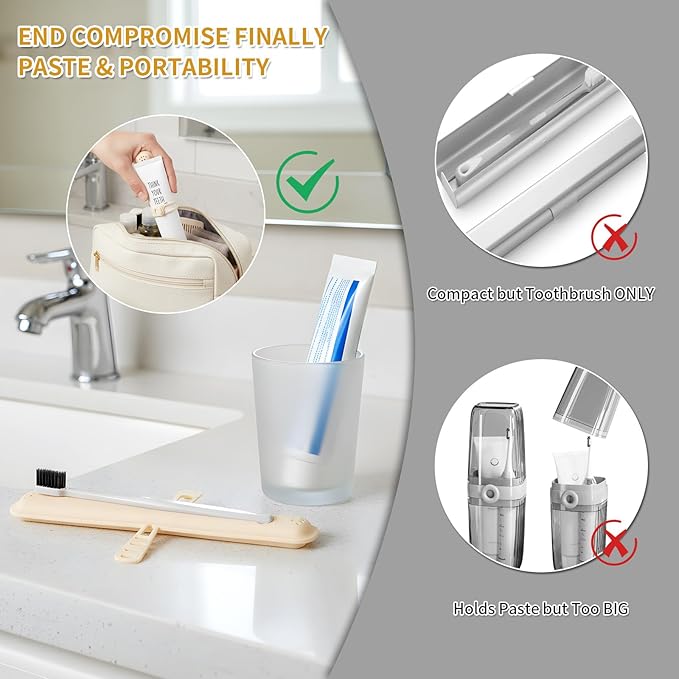 Travel Toothbrush Case, Portable Silicone Tooth Brush Holder with Toothpaste Storage, Compact Toothbrush Container for Traveling, Camping, Home, School, Business-Breathable & Hanging Design(Yellow)