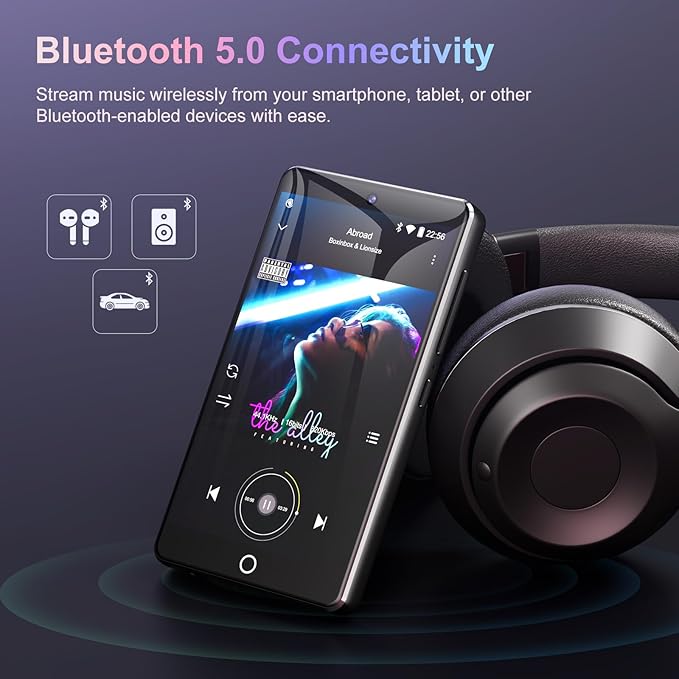 80GB MP3 Player with Bluetooth and Camera, Android 13 OS MP3 & MP4 Player with 4" Touchscreen and Speaker, Spotify Music Player with Audible, FM Radio, Amazon Music, Play Store-StrideForce Fitness