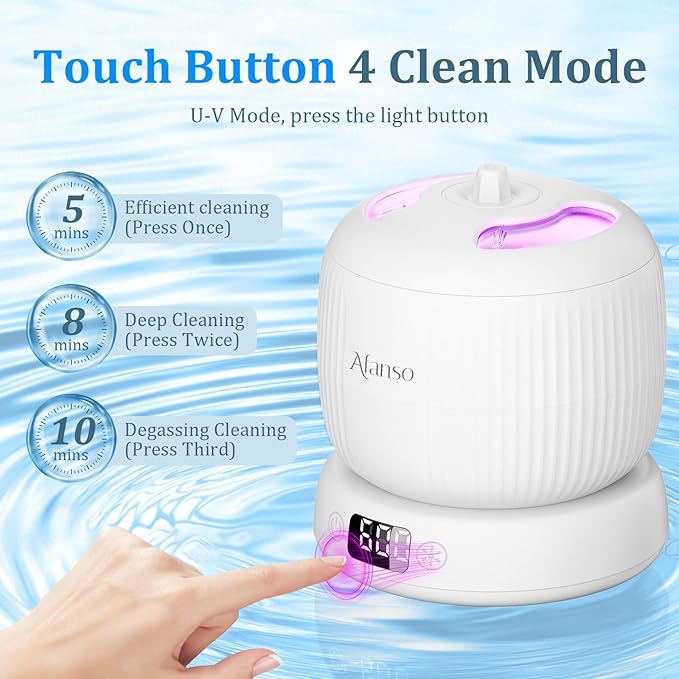 50kHz Ultrasonic Retainer Cleaner Machine for Travel & Home, Portable Denture Cleaner with Removable Base, 4 Modes Timer, Dental Cleaning Pod for Aligners, Braces, Mouth Guard, Jewelry, Toothbrush