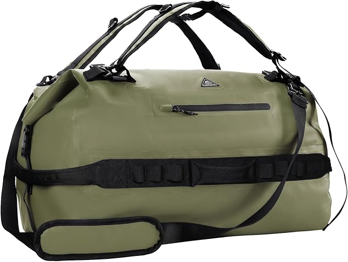 Haimont Large Waterproof Duffel Backpack Roll-Top Heavy Duty Dry Duffle Bag for Boating, Travel, Motorcycle, Kayaking, Camping, 60L-StrideForce Fitness