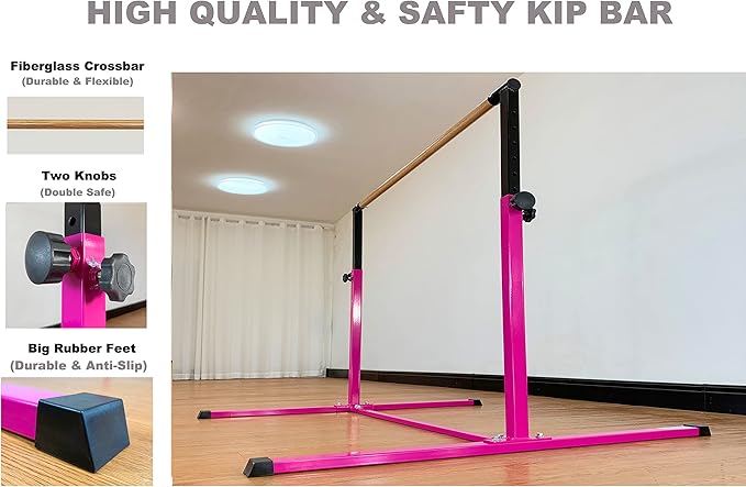 4FT/5FT Gymnastic Bar Set Gymnastics Horizontal Bar Gymnastics Kip Bar for Kids Home Use-StrideForce Fitness