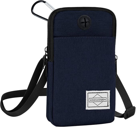 Cell Phone Purse Waist Pack Bag Travel Crossbody Bag Wristband Sport Armband Wallet with Removable Shoulder Strap (Navy Blue)-StrideForce Fitness