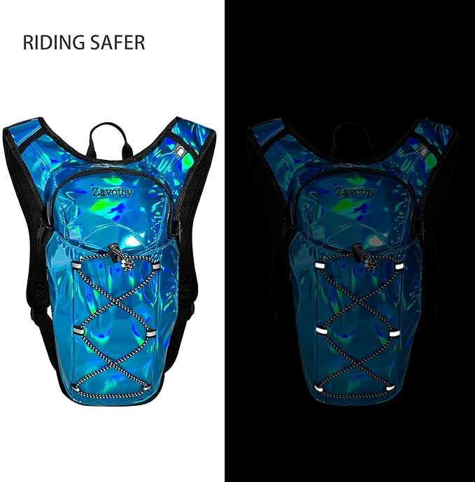 Reflective Hydration Backpack, Hydration Pack - Water Backpack with 2L/3L Hydration Bladder, Essential for Festivals - Rave Hydration Pack for Hiking, Running, Cycling, and Festivals-StrideForce Fitness