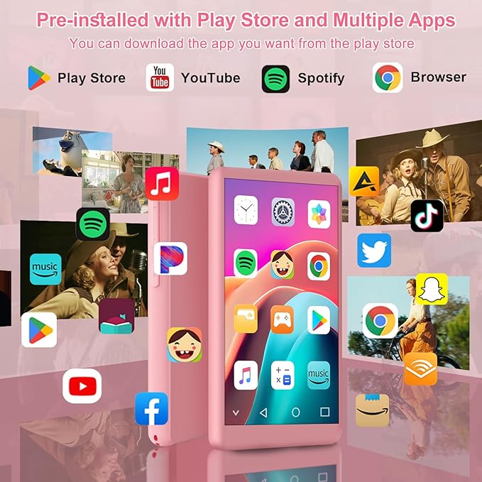 96GB MP3 Player with Bluetooth and WiFi, 4.1" Touch Screen, Silicone Protective case, Octa-core, MP4 MP3 Player for Spotify, Pandora, 96GB Storage Up to 1Tb, Android Music Player for Parental Control-StrideForce Fitness