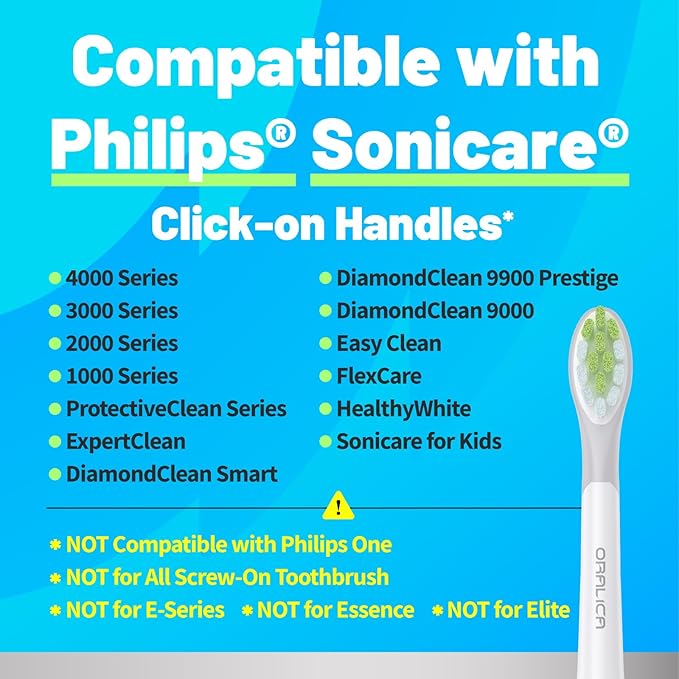 Japanese Brand Whitening Replacement Toothbrush Heads, Compatible with Philips Sonicare Click-on Handles, 8 Pack, Medium, with Tongue Cleaner (CA668, White)