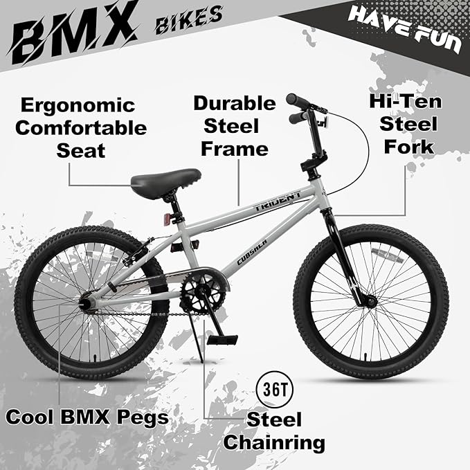20 24 26 Inch BMX Race Bike Trident Bicycles Beginner-Level to Advanced Riders with 2 Pegs, Multiple Colors-StrideForce Fitness