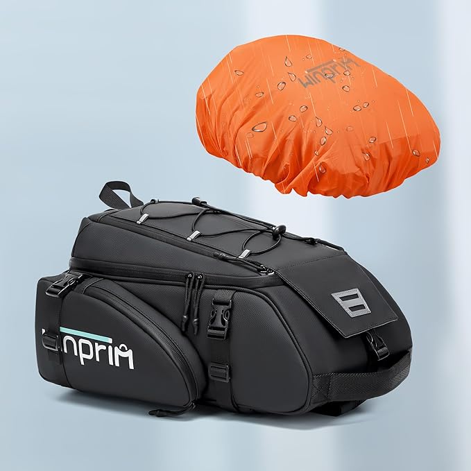 19L Reflective Bike Rack Bag Large Capacity Waterproof Rear Bag with Rain Cover E-Bike Bicycle Accessories Basket Storage Crossbody Saddle Shoulder Rear Seat Luggage Pouch Bag Accesorios Bicicletas-StrideForce Fitness