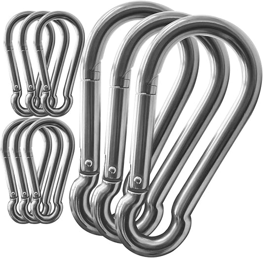 10Pack 5.5 Inch Spring Snap Hooks, Heavy Duty Carabiner Clips for Swing, 12MM 1/2” Quick Chain Link Buckle Clip Keychain Carabiners for Hammock Fitness Gym Boating-1350lbs Capacity-StrideForce Fitness
