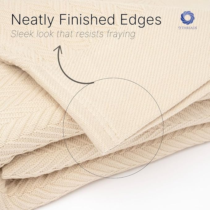 Luxury Cotton Blanket King Size – Soft & Breathable Herringbone Weave – Lightweight All-Season Bed Blanket for Warmth & Comfort – Cozy, Durable-StrideForce Fitness