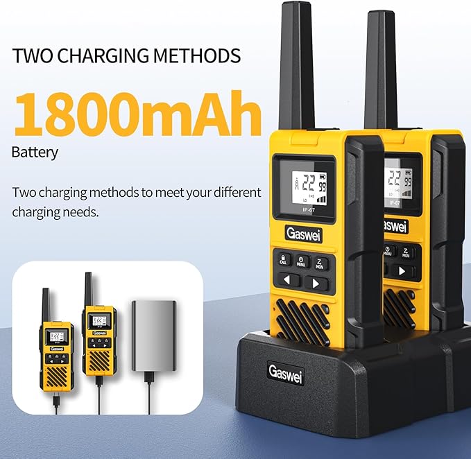 G1pro IP67 Waterproof Floating Walkie Talkies Long Range for Adults,Heavy Duty Two Way Radio with Double Watch,FM Radio,VOX,USB-C,SOS & NOAA Weather Alerts,Rechargeable Lithium Battery(4 Pack)-StrideForce Fitness