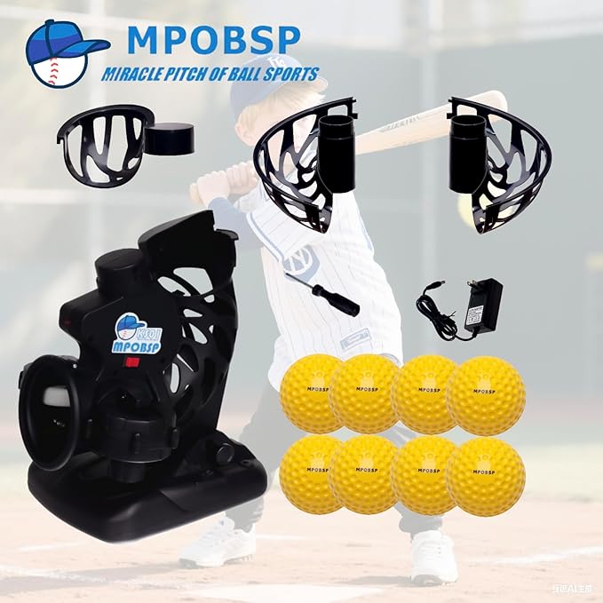 Upgraded Electronic Baseball Pitching Machine for Youth - Adjustable Angles & Speeds,AC Powered & Battery Powered， 8 Practice Balls Included - Ideal for Beginner Batting & Fielding Training-StrideForce Fitness