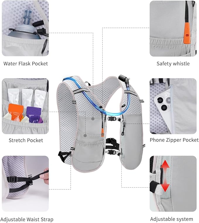 ECOHUB Running Hydration Vest Backpack,Lightweight Breathable Pack with 2L Water Bladder Bag Daypack for Hiking Trail Running Cycling Race Marathon for Women Men-StrideForce Fitness