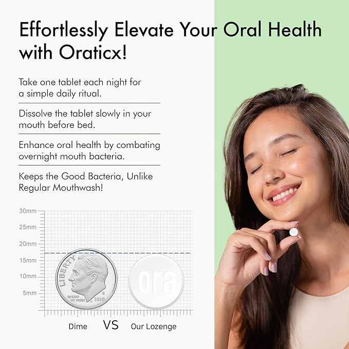 OraTicx Oral Probiotics Green Breath, Freshen Bad Breath, Dental Probiotic Supplement for Oral Health, 8 Billion CFU, Mint Flavor 30 Lozenges 4-Pack
