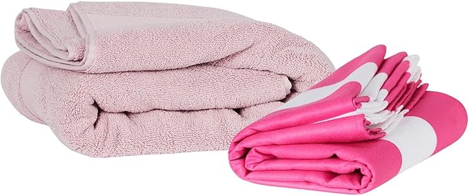 Dock & Bay Beach Towel - Quick Dry, Sand Free - Compact, Lightweight - 100% Recycled - Includes Bag - Cabana - Phi Phi Pink - Extra Large (200x90cm, 78x35)-StrideForce Fitness