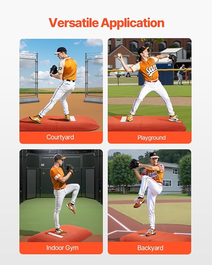 VEVOR Pitching Mound, Baseball Game Mound, Indoor/Outdoor Pitching Practice and Training Equipment, Softball Pitching Aids with Antifade Turf and Pitching Rubber-StrideForce Fitness