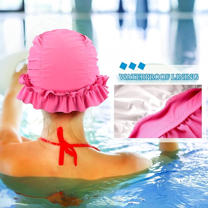 Soulchen 3 Pcs Swim Cap Women Adult with Ruffled Edges Nylon Cloth Swimming Cap for Women Bathing Hats Swim Turban Waterproof Swimming Hat-StrideForce Fitness
