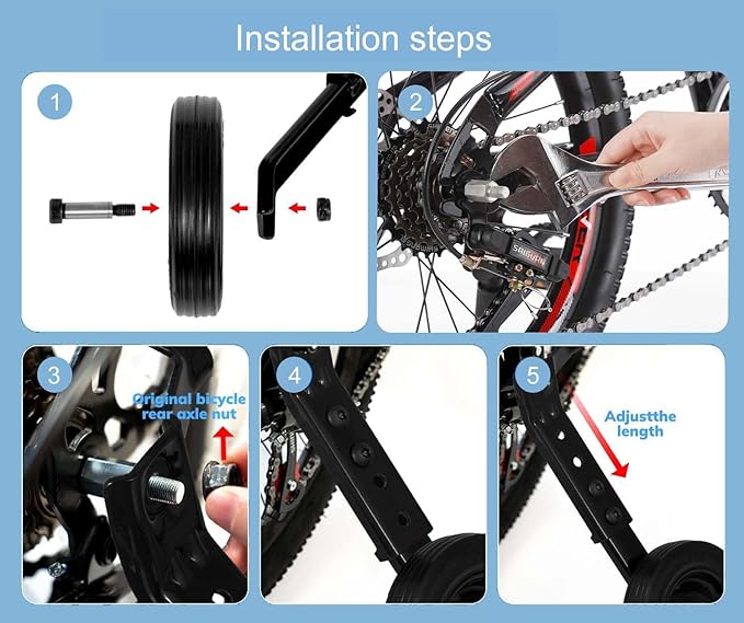 Heavy-Duty Bike Training Wheels for 24-26 Inch Bicycles - 300LB Capacity Adjustable Stabilizers with Thickened High-Carbon Steel & Durable Rubber Wheels-StrideForce Fitness