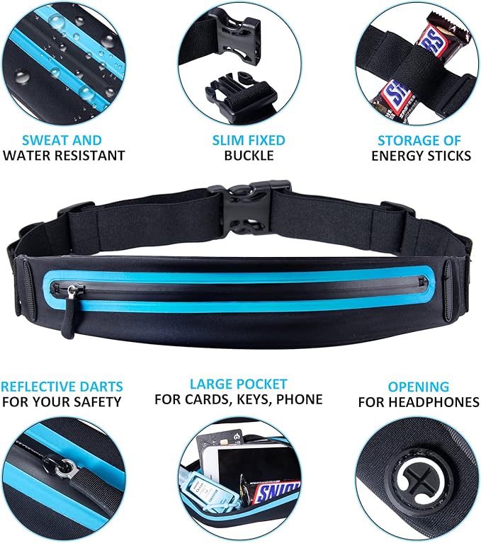 Running Belt Fanny Pack, Running Waist Pack for Women & Men USA Patented Hands-Free Reflective Runner Pouch Belt Fitness Workout Bag No-Bounce Adjustable Sport Travel Fanny Pack Cell-StrideForce Fitness