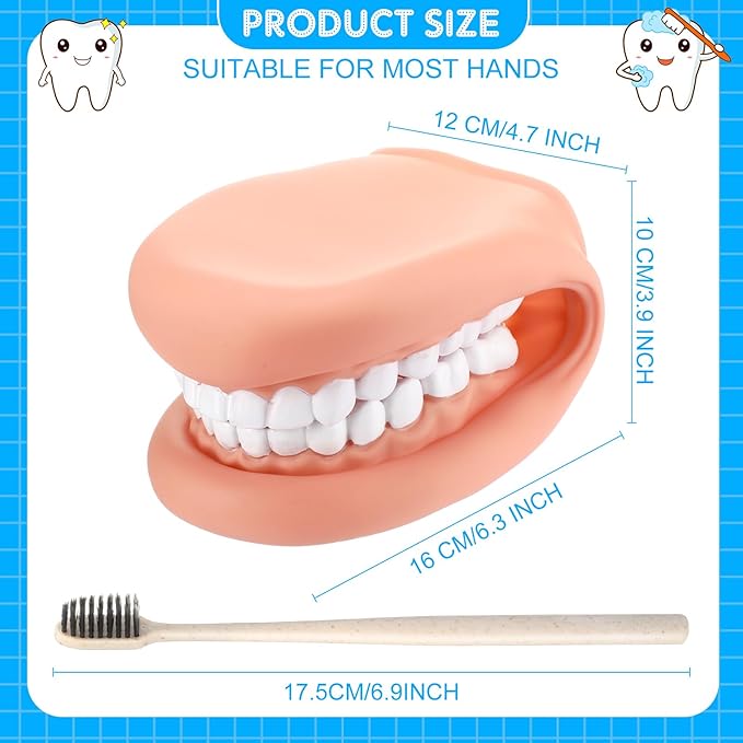 Patelai 1 Pcs Mouth Puppet with Tongue Teeth Hand Puppet Dental Mouth Model with 1 Pcs Toothbrush for Boys Girls Educational Tools Speech Therapy