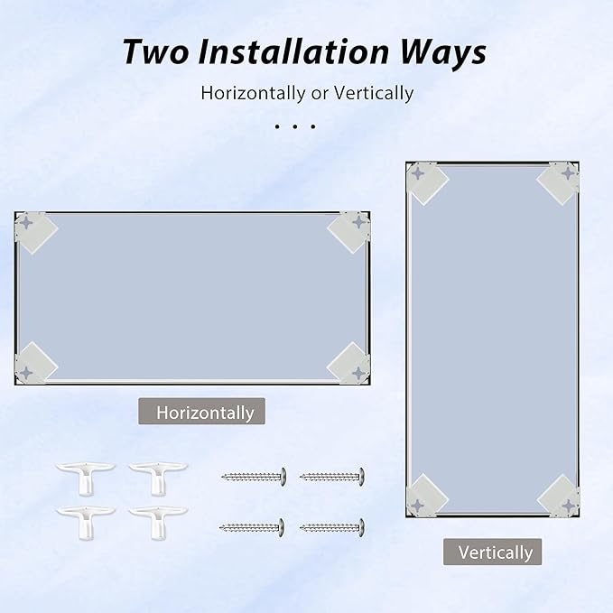 55x30 Inch Black Bathroom Mirror for Wall, Aluminum Frame Rectangle Rectangular Vanity Mirror, Modern Large for Bedroom, Living Room, Horizontal or Vertical-StrideForce Fitness