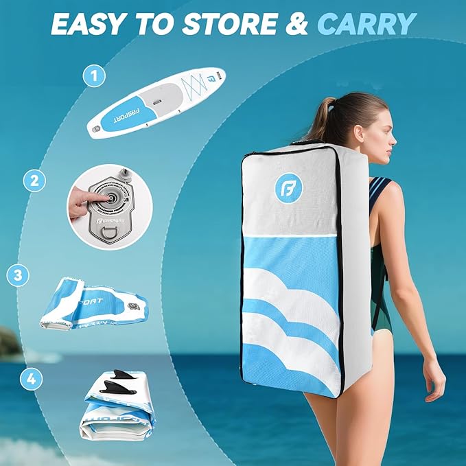 FBSPORT 11FT Premium Inflatable Stand Up Paddle Board with Electric Pump, Yoga Board with SUP Accessories & Carry Bag | Wide Stance, Surf Control, Non-Slip Deck, Leash and Paddle for Youth & Adult-StrideForce Fitness