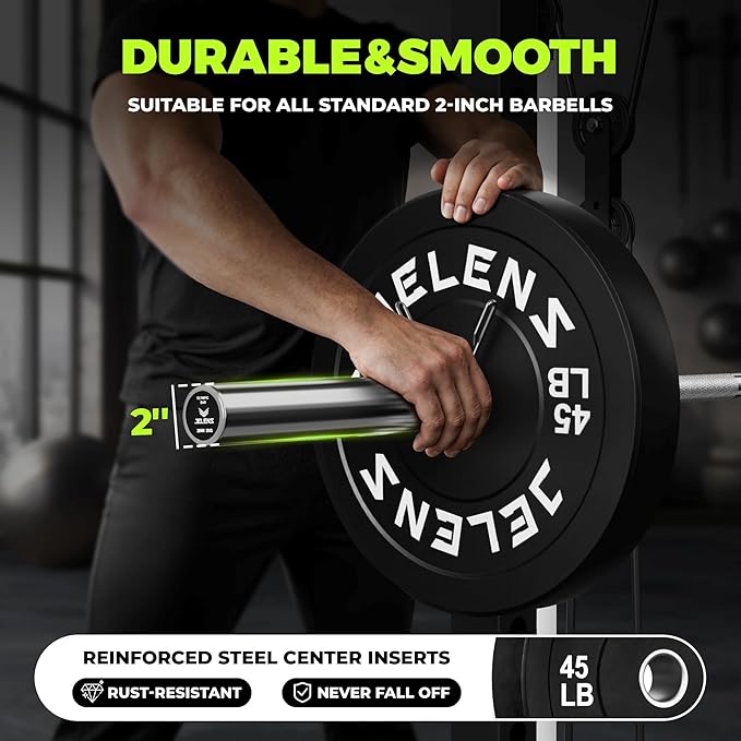 Olympic Barbell Weight Plates Set, 2-Inch Black/Colored Rubber Bumper Plate Weight Set for Strength Training and Weightlifting, Multiple Options-StrideForce Fitness