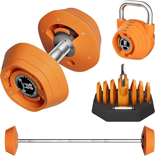 SKOK 25/55 lbs Pair Adjustable Dumbbells Set, Adjustable Weights Dumbbells Set for Men and Women with Anti-Slip Fast Adjust Weight by Turning Handle,Black Dumbbell with Tray-StrideForce Fitness