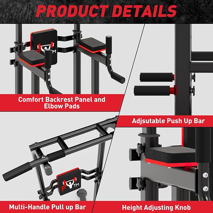 ZENOVA Pull Up Bar Dip Station Multi-Function Strength Training Equipment for Men Women Muscle Building 330/500 LBS Weight Capacity-StrideForce Fitness