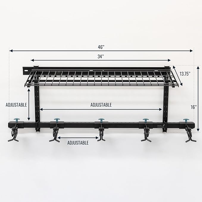 StoreYourBoard Lone Peak Ski Storage Rack and Wall Shelf, Holds 5 Pairs of Skis and Poles, Supports 300 lbs, 46 in x 13.75 in x 16 in-StrideForce Fitness