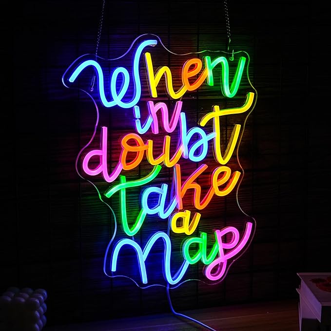 Dimmable When In Doubt Take A Nap Neon Sign USB Powered Colourful Neon Light for Wall Decor Funny Letters Led Light Up Sign for Study Room Office Bedroom Home Classroom Neon Decor-StrideForce Fitness
