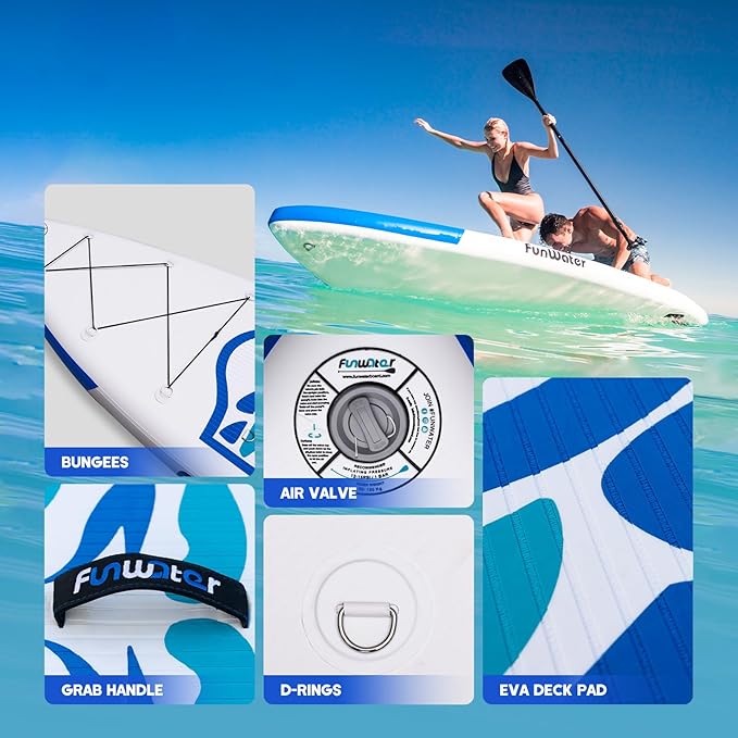 FunWater Inflatable Ultra-Light Stand Up Paddle Board for All Skill Levels with Premium SUP Paddleboard Accessories,Non-Slip Comfort Deck for Youth & Adults-StrideForce Fitness