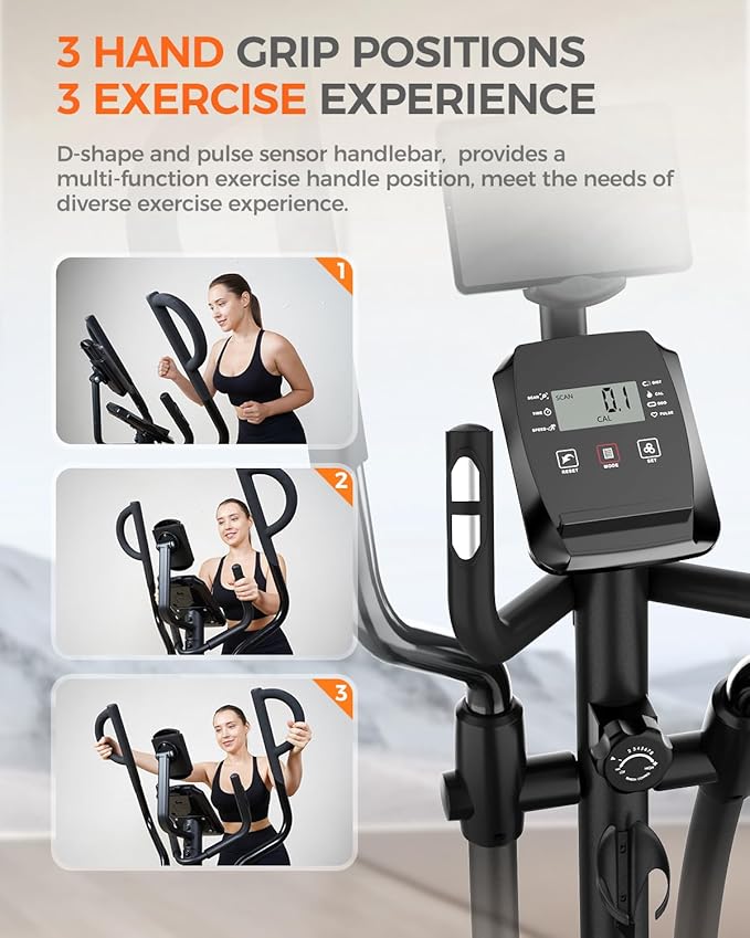 pooboo Elliptical Machine, Elliptical Exercise Machine with 16-Level Resistance&Hyper-Quiet Magnetic Driving System, Elliptical Machine for Home with LCD Monitor&15.5IN Stride, 350LBS Weight Capacity-StrideForce Fitness