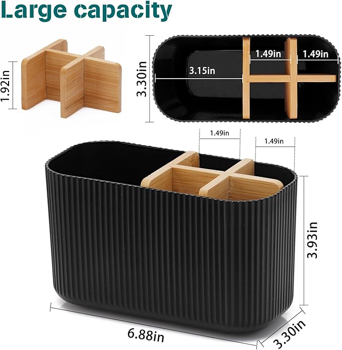 Black Toothbrush Holder - Bamboo Toothbrush Holders for Bathrooms Electric Toothbrush Holder Organizer Kids Toothbrush Holders for Bathrooms Countertop