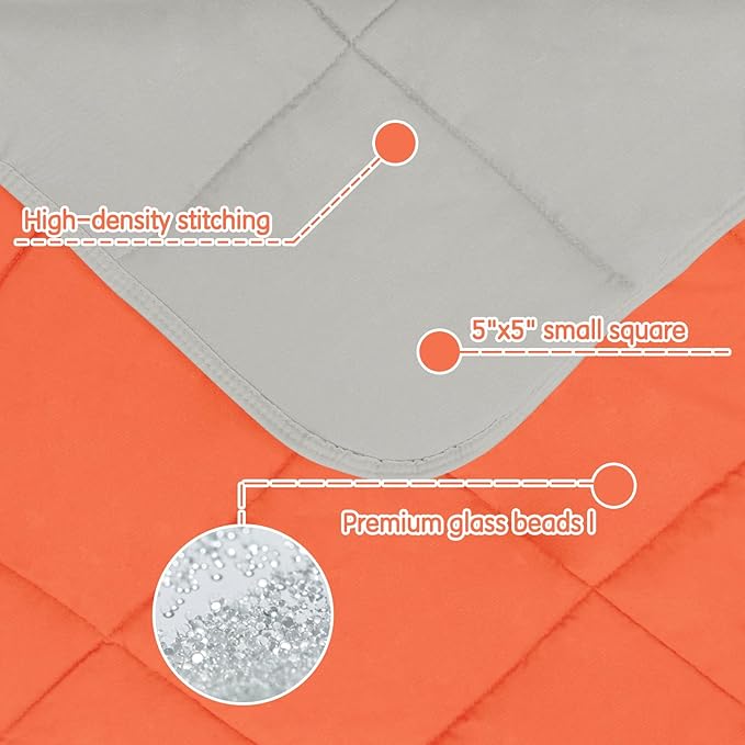 yescool Weighted Blanket (7 lbs, 41" x 60", Orange) Cooling Heavy Blanket for Sleeping Perfect for 60-90 lbs, Breathable Blanket with Premium Glass Bead, Machine Washable-StrideForce Fitness