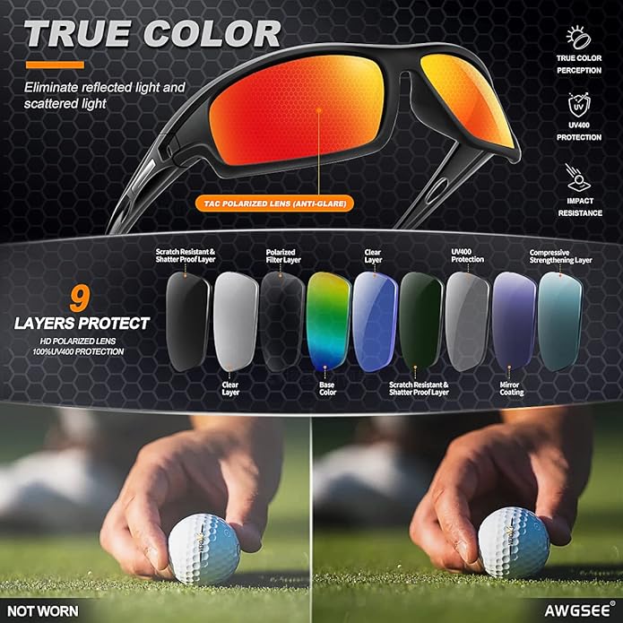 Polarized Sports Sunglasses for Men 100% UV Protection Wrap Around Unbreakable Sun Glasses for Fishing Driving-StrideForce Fitness