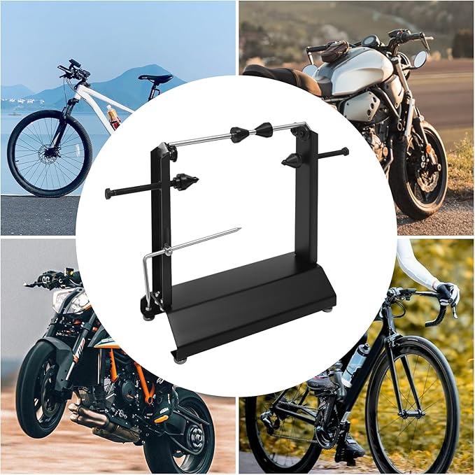 Motorcycle Bike Wheel Balancer, Tire Balancer Stand with Adjustable Foot Pads & Centering Cones, Professional Bicycle Wheel Repair Steel Bearing Bracket Rim for Wheel Axle Diameter 0.55in-StrideForce Fitness