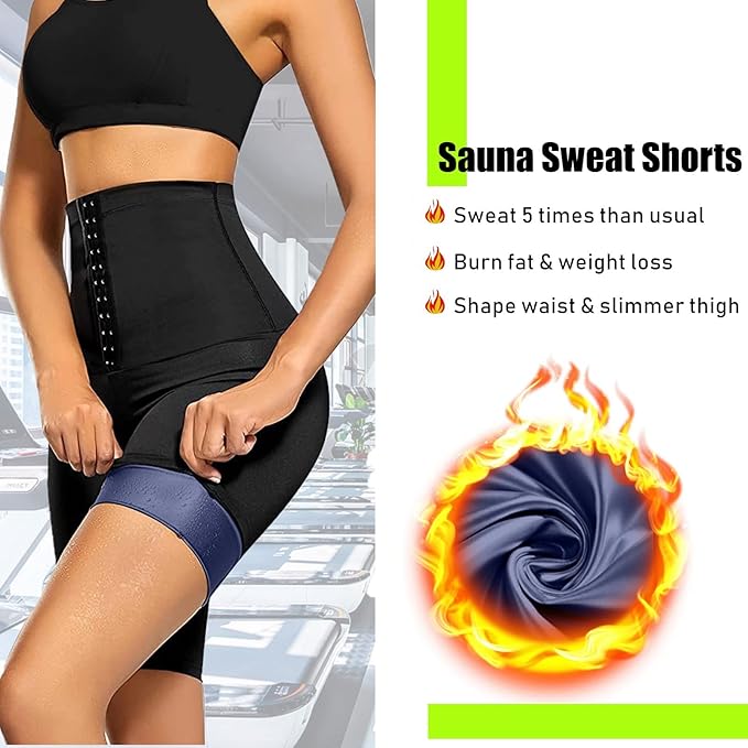huiming Sauna Sweat Shorts for Women High Waisted stomach Waist Trainer Slimming Leggings Pants Body Shaper-StrideForce Fitness