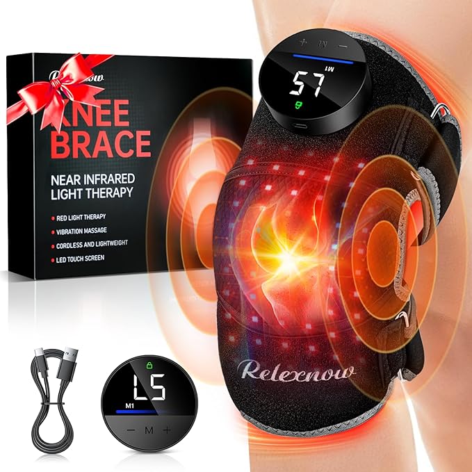 Red Light Therapy Knee Brace with Vibration Knee Massage, Extension Band, Wireless Rechargeable Controller,660nm&850nm Near Infrared Light Therapy Heated Device for Knee/Elbow/Shoulder Pain Relief-StrideForce Fitness
