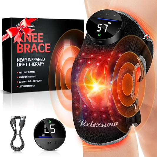 Red Light Therapy Knee Brace with Vibration Knee Massage, Extension Band, Wireless Rechargeable Controller,660nm&850nm Near Infrared Light Therapy Heated Device for Knee/Elbow/Shoulder Pain Relief-StrideForce Fitness