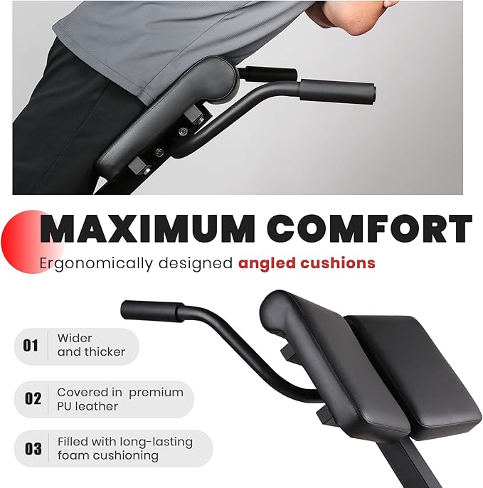 LIONSCOOL Heavy-Duty Adjustable Roman Chair - Back Extension Bench with Multiple Adjustment Functions- Hyperextension Bench Perfect for Home Gym-StrideForce Fitness