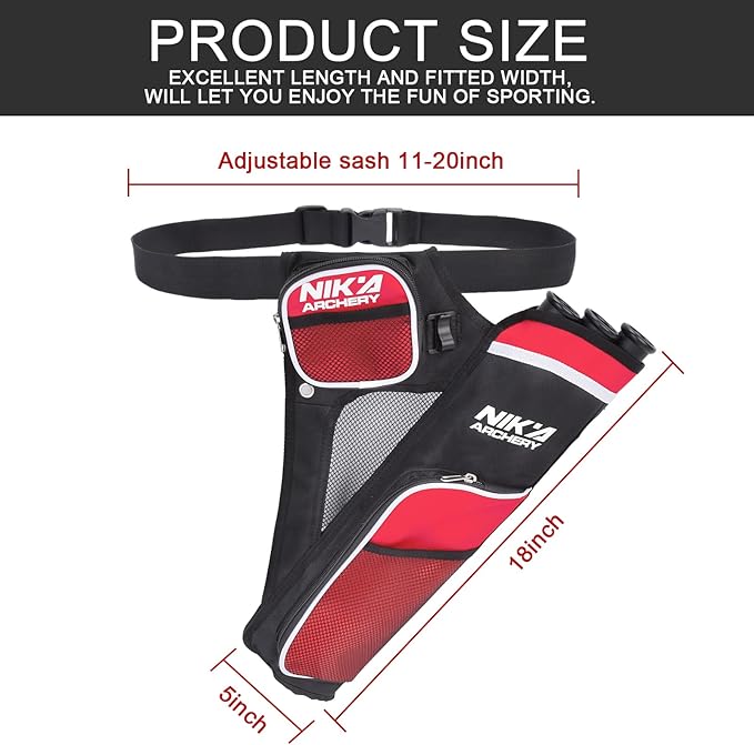 Archery Arrow Quiver Holder, 3-Tubes Hip Quiver Arrow Bag with Adjustable Belt for Youth & Adults Arrows Hunting Target Practicing-StrideForce Fitness