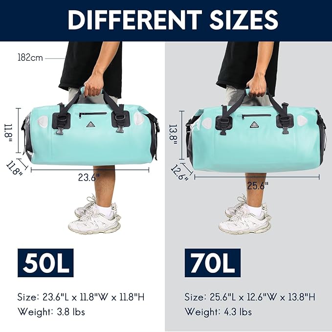 Haimont Waterproof Duffel Bag Roll-top Dry Duffel Bag with Quick-fixed Straps for Motorcycling, Rafting, Boating, SUP, Kayaking, Travel, 50L/70L-StrideForce Fitness