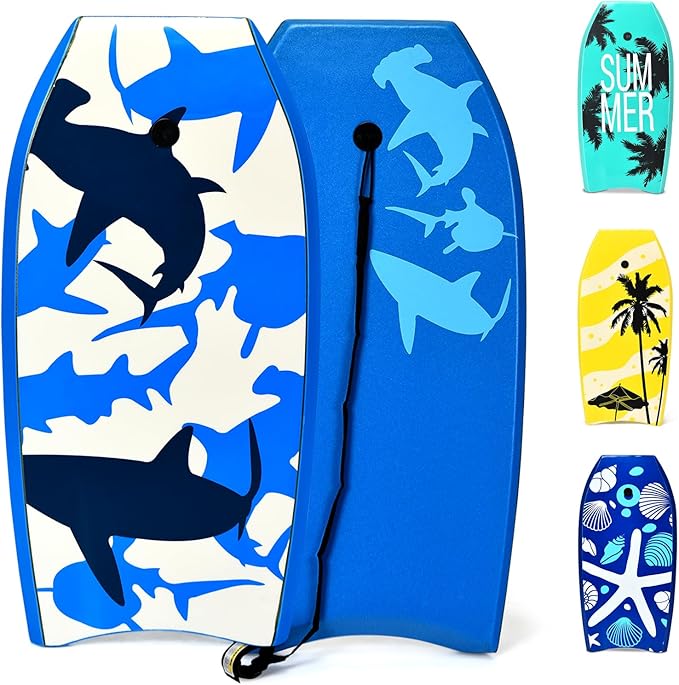 KOTEK 33/37/41 Inch Body Board with Wrist Leash, EPS Core, Dual Channel, HDPE Slick Bottom, Bodyboard for All Skill Levels & Wave Conditions-StrideForce Fitness