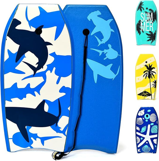 KOTEK 33/37/41 Inch Body Board with Wrist Leash, EPS Core, Dual Channel, HDPE Slick Bottom, Bodyboard for All Skill Levels & Wave Conditions-StrideForce Fitness