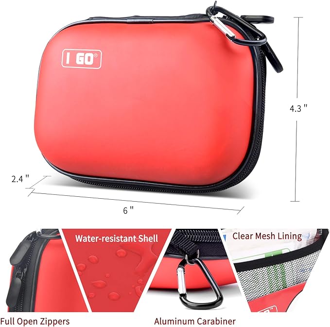 I GO 85 Pieces Hard Shell Mini Compact First Aid Kit, Small Personal Emergency Survival Kit for Travel Hiking Camping Backpacking Hunting Marine Car-StrideForce Fitness