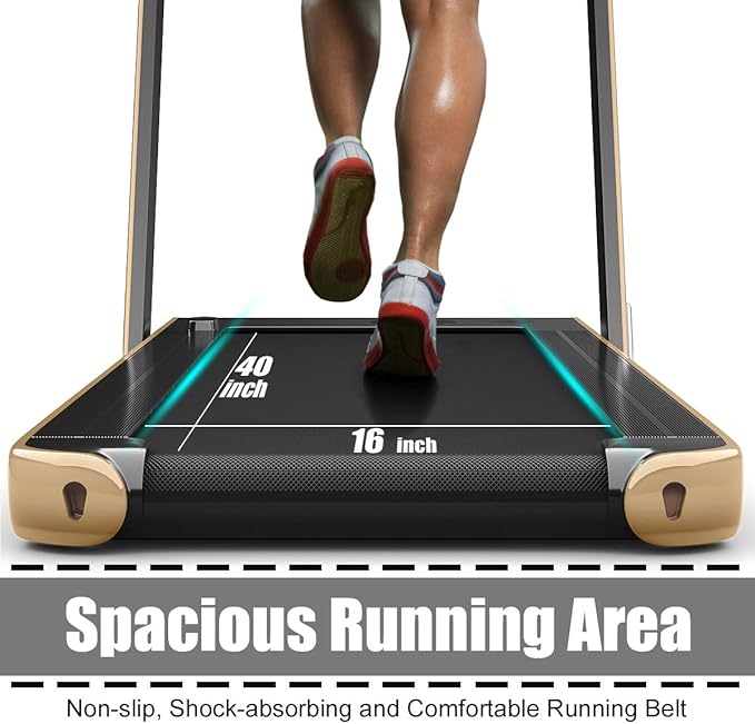 GYMAX Walking Pad, 2.25HP Foldable Treadmill with Smart App & Remote Control, Bluetooth LED Monitor, Small Spaces Compact Running Machine, Folding Portable Under Desk Treadmill for Home Office-StrideForce Fitness